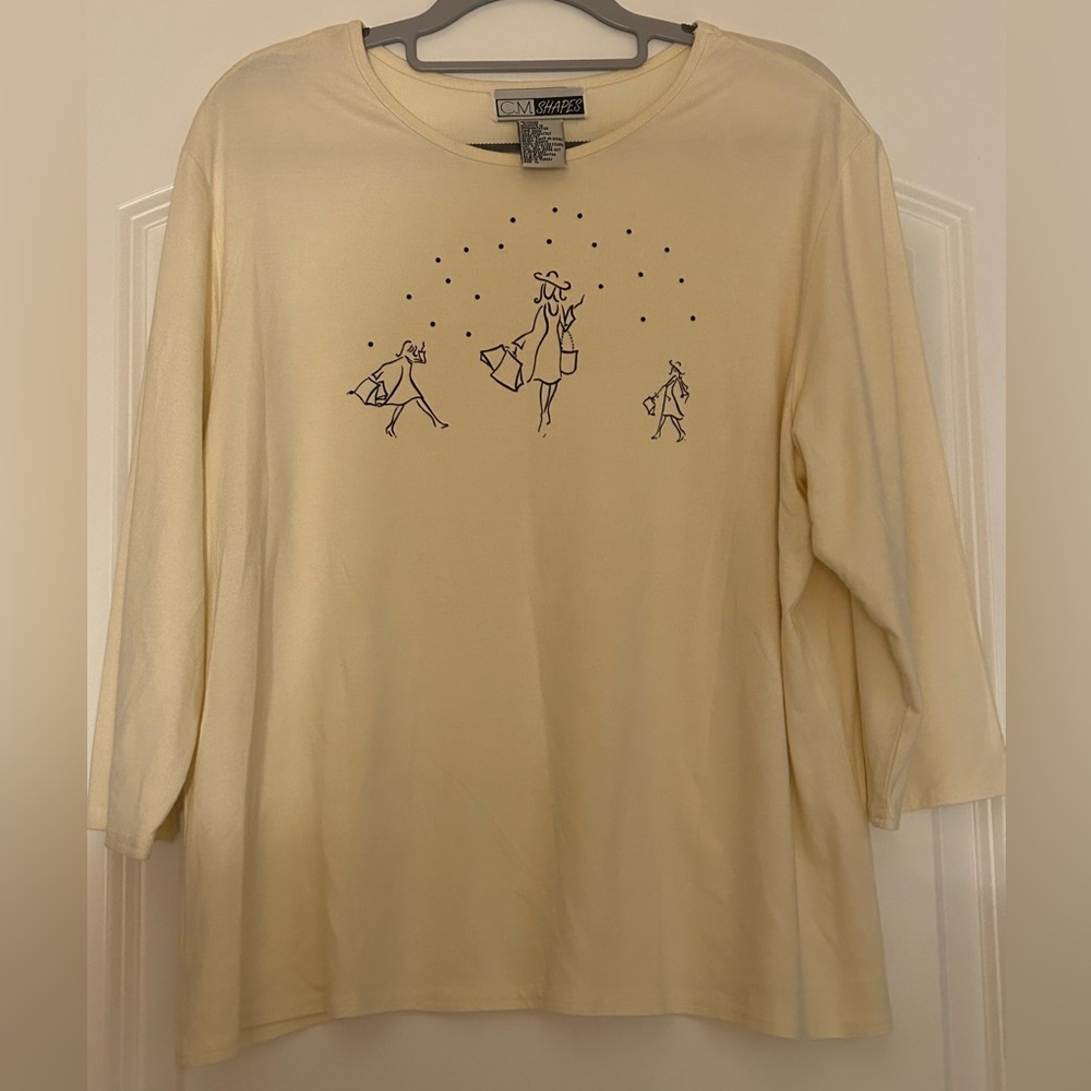 C.M. Shapes Cream Long Sleeve Shirt NWOT Sz L. Softest!